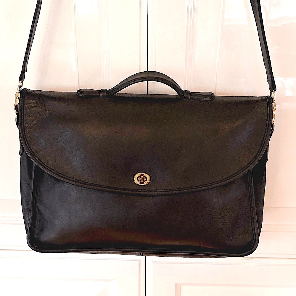 Vintage Coach #5265 Lexington Black Leather Messenger Bag